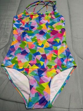 Kids Multi-Color Geometric One-Piece Swimsuit